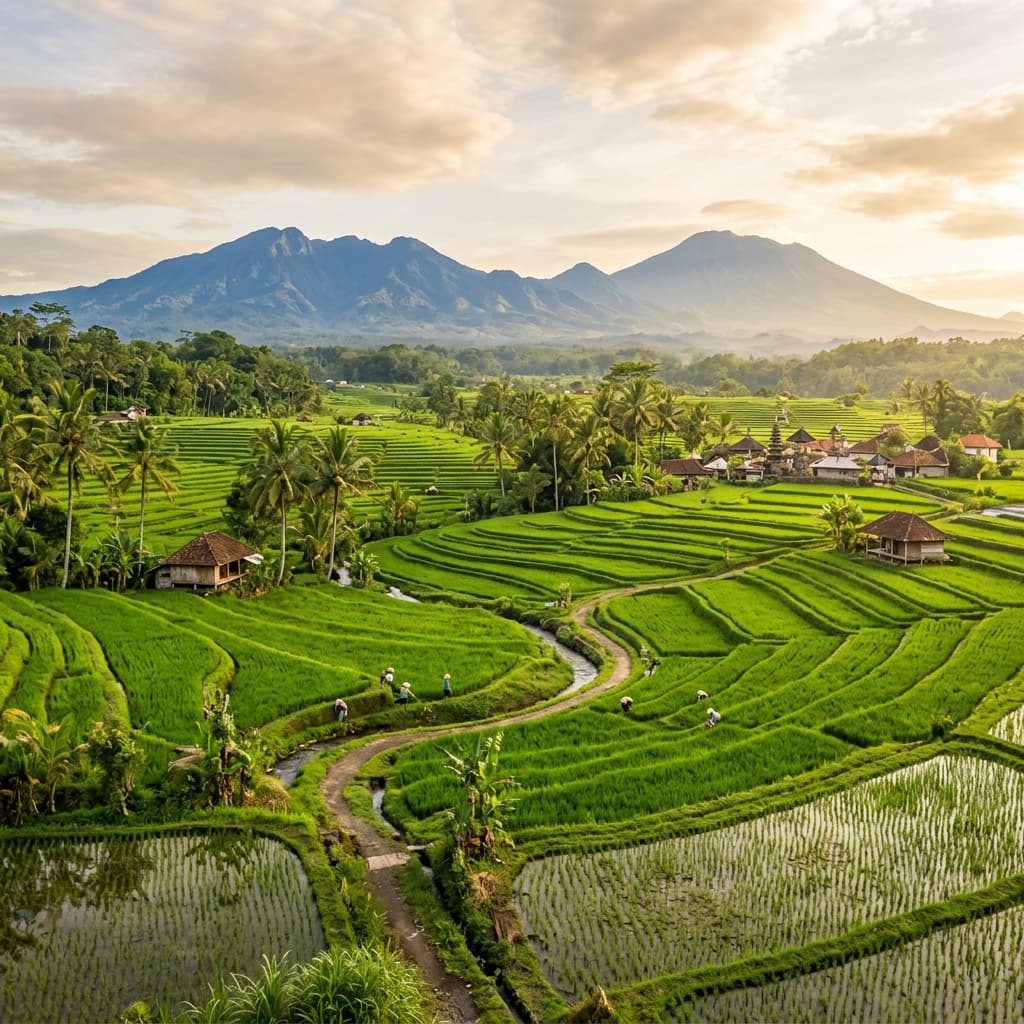 Latar Belakang Pemandangan Desa Gongseng
